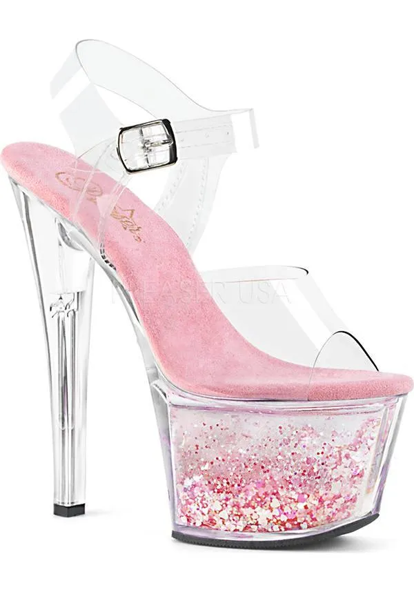 SKY-308WHG [Baby Pink Glitter] | PLATFORM HEELS [PREORDER]