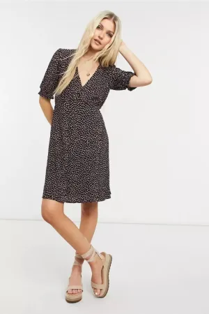 Spotty V Neck Dress