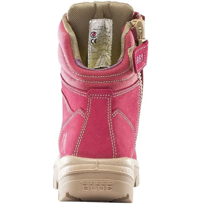 Steel Blue Women's Cross 6" Steel Toe WP Side Zip Work Boot -Pink- 812861