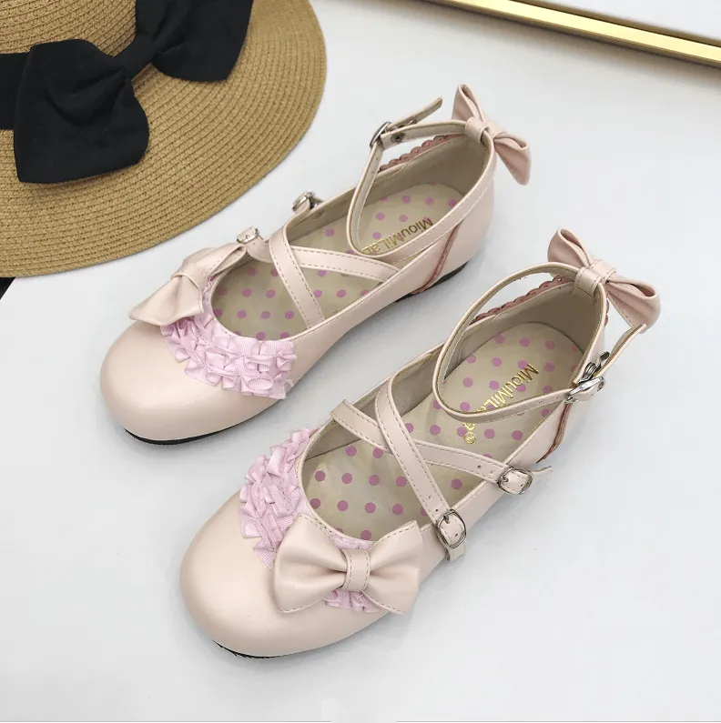 Sweet Lolita Bow Cross Strap Shoes SD00367