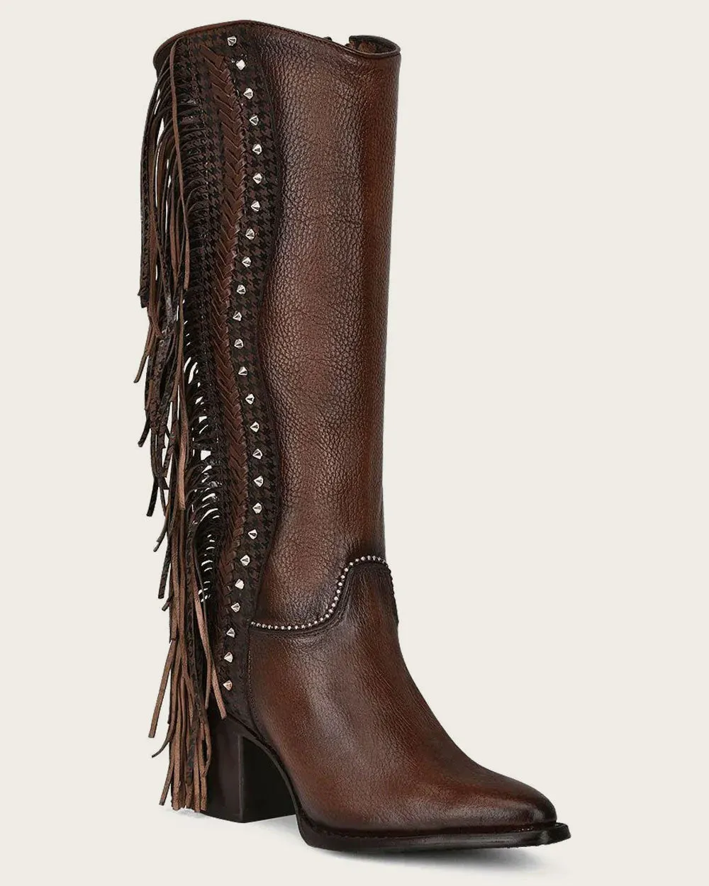 Tall western style brown boot