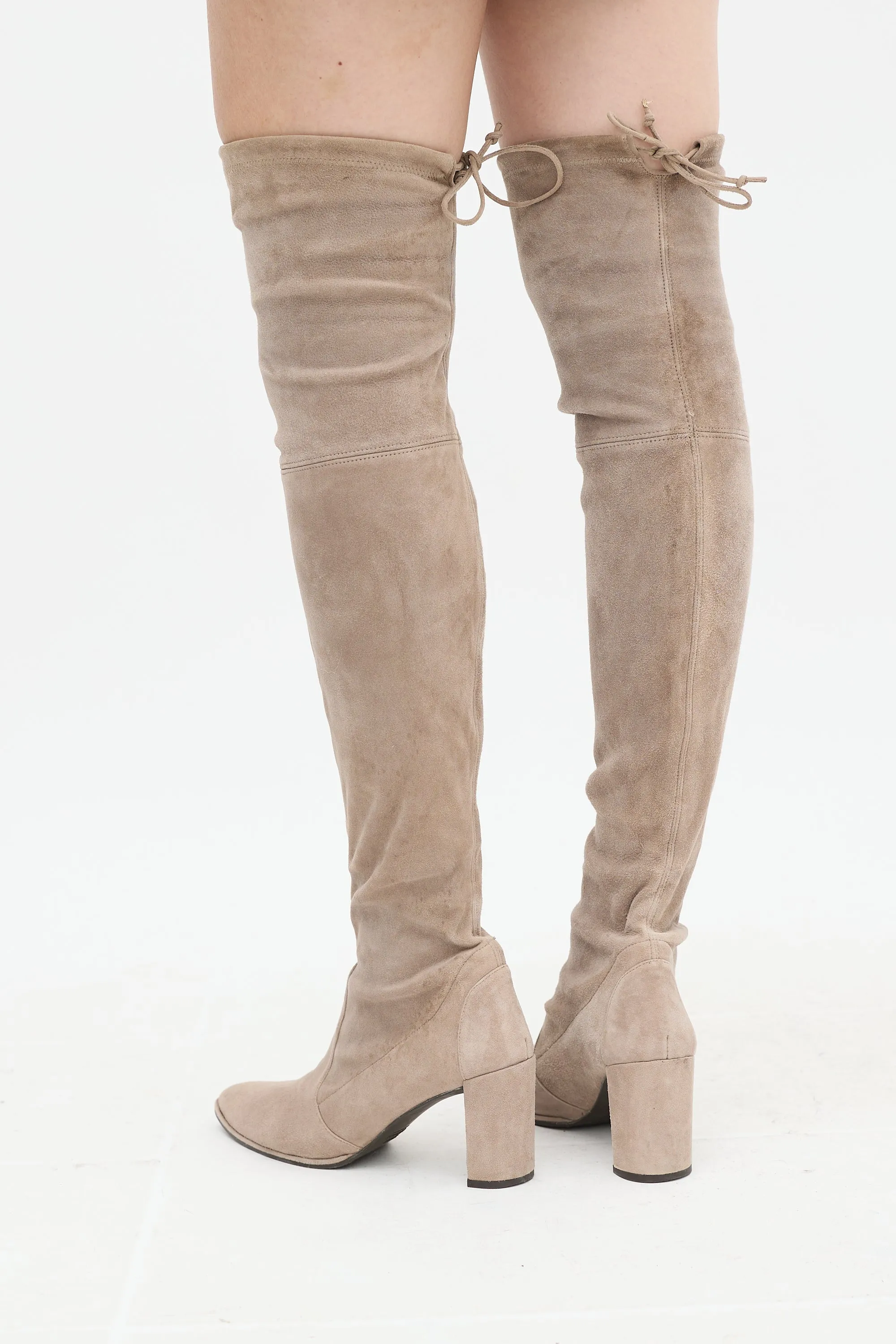 Taupe Suede Thigh High Boot