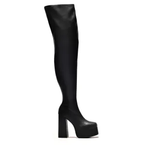 The Redemption Stretch Thigh High Boots-Black-Size 8-Clearance