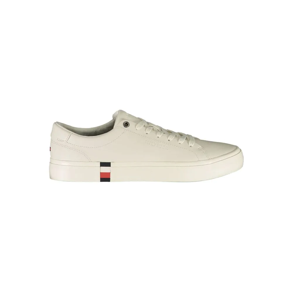 Tommy Hilfiger Elegant White Lace-Up Sneakers with Logo Detail