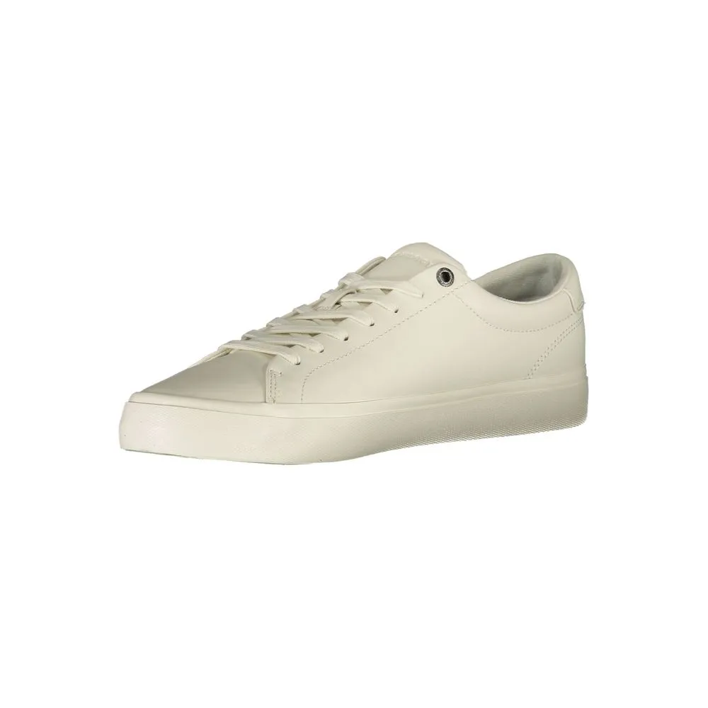 Tommy Hilfiger Elegant White Lace-Up Sneakers with Logo Detail