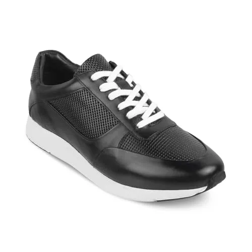 tresmode ARSNEE Men's Sneakers Stylish Leather Footwear Black, 9 UK / 43 EU - Soft Comfortable Durable Sole Shoe - Light Weight, Comfortable and Long Life