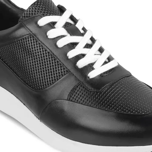 tresmode ARSNEE Men's Sneakers Stylish Leather Footwear Black, 9 UK / 43 EU - Soft Comfortable Durable Sole Shoe - Light Weight, Comfortable and Long Life