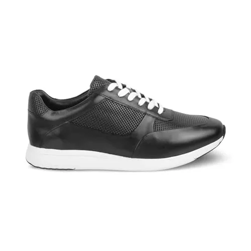 tresmode ARSNEE Men's Sneakers Stylish Leather Footwear Black, 9 UK / 43 EU - Soft Comfortable Durable Sole Shoe - Light Weight, Comfortable and Long Life