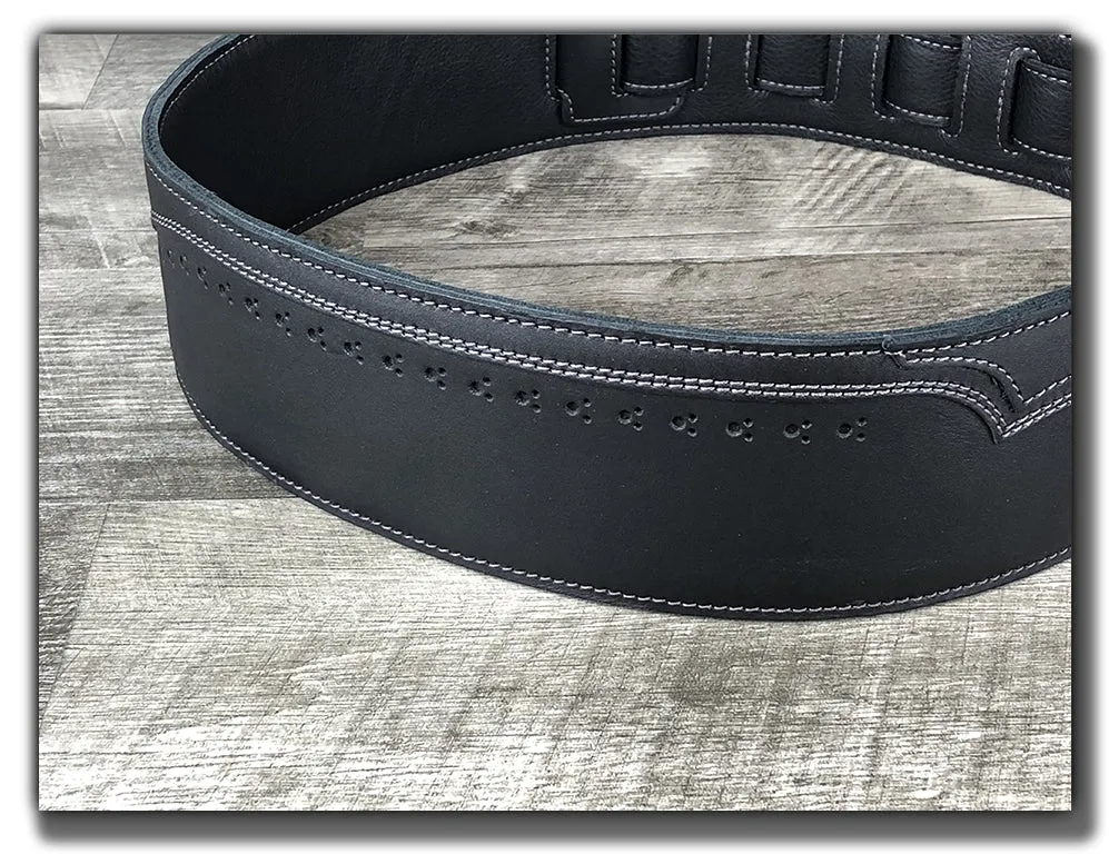 Walk The Line - Carbon Black Leather Guitar Strap