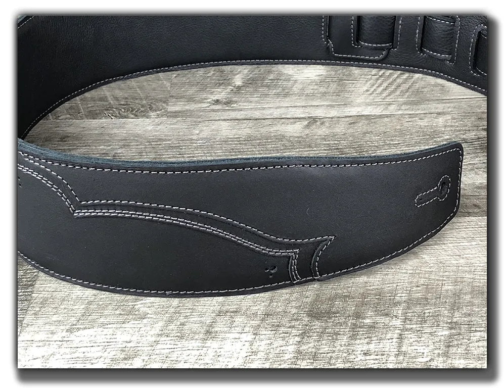 Walk The Line - Carbon Black Leather Guitar Strap