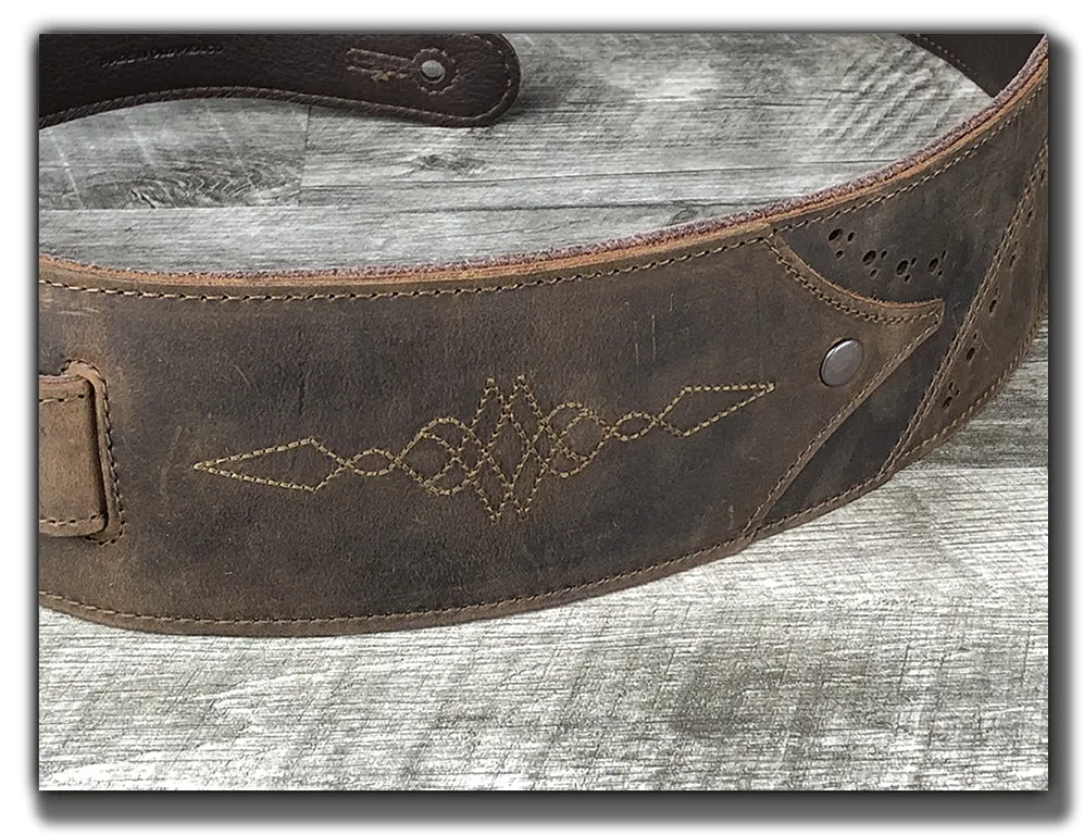 Walk The Line - Whiskey Brown Leather Guitar Strap