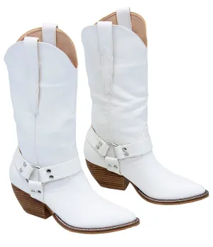 White Harness Cowboy Boots for Women #BL-EVO-W