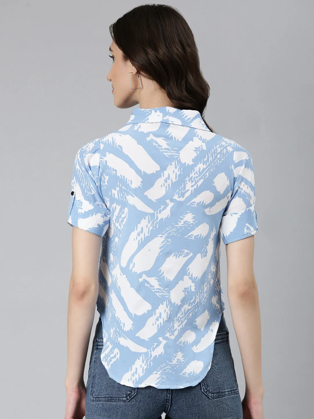 Women Blue Printed Shirt