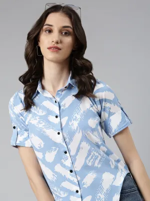 Women Blue Printed Shirt