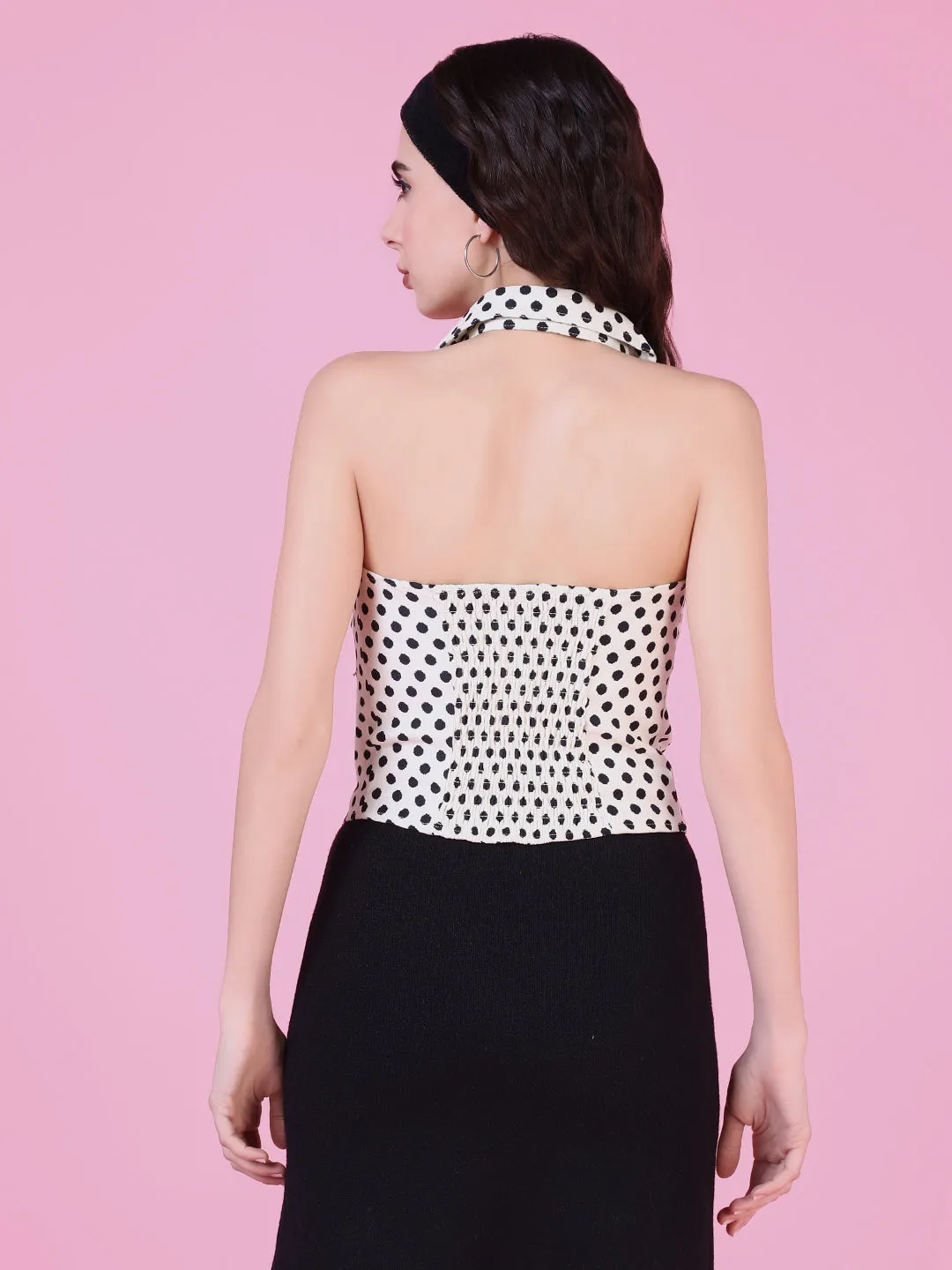 Women Cream Polka Dots Top