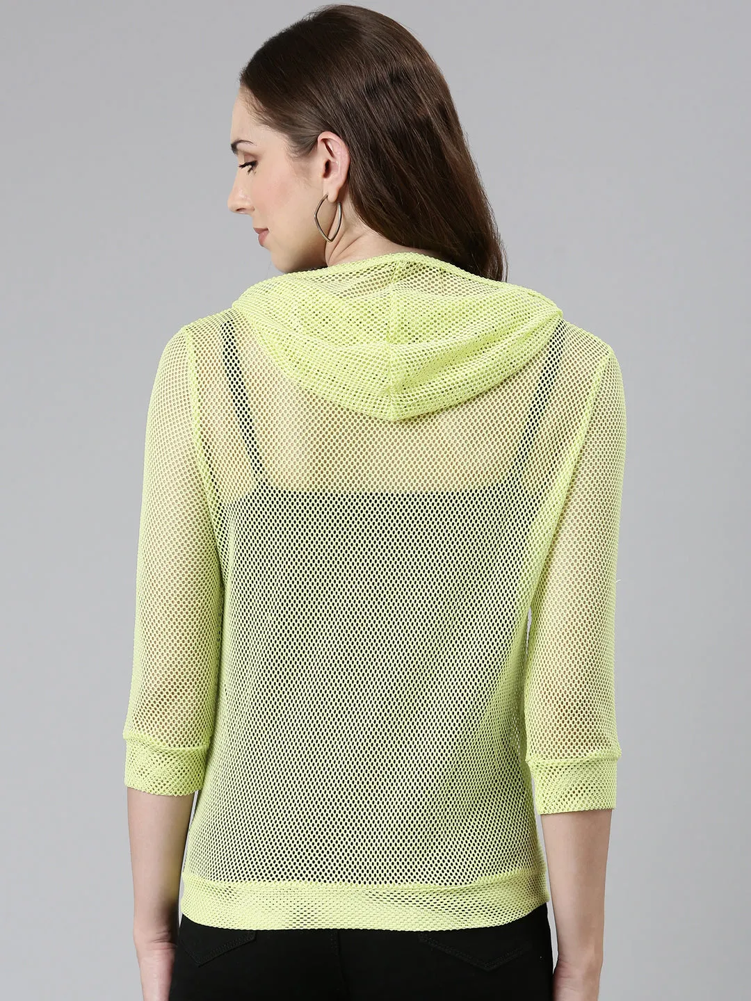 Women Fluorescent Green Solid Jacket