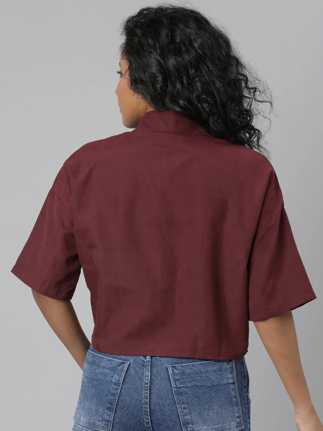 Women Maroon Solid Shirt