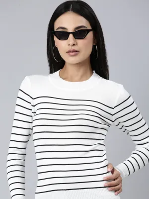 Women White Striped Top