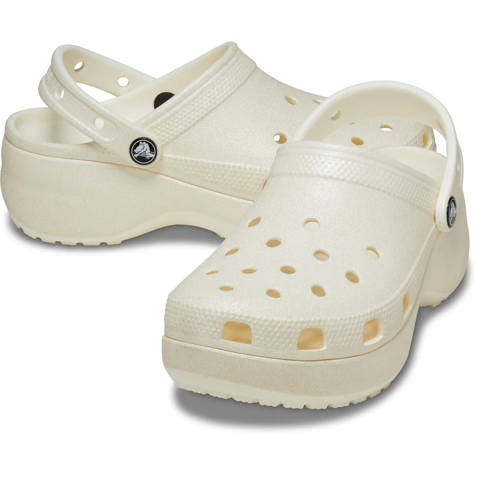 Women's Crocs 207241 Classic Platform Glitter Clog Sandals