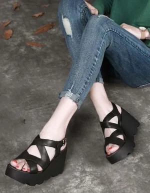 Women's Cross Straps Slingback Wedge Sandals