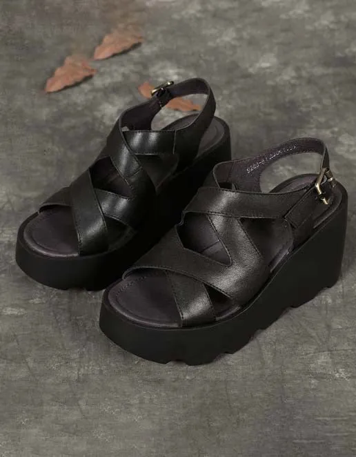 Women's Cross Straps Slingback Wedge Sandals