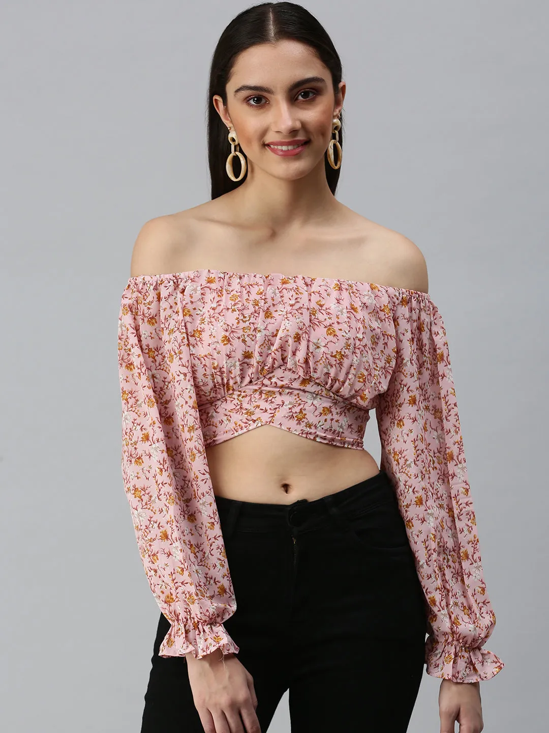 Women's Printed Pink Top