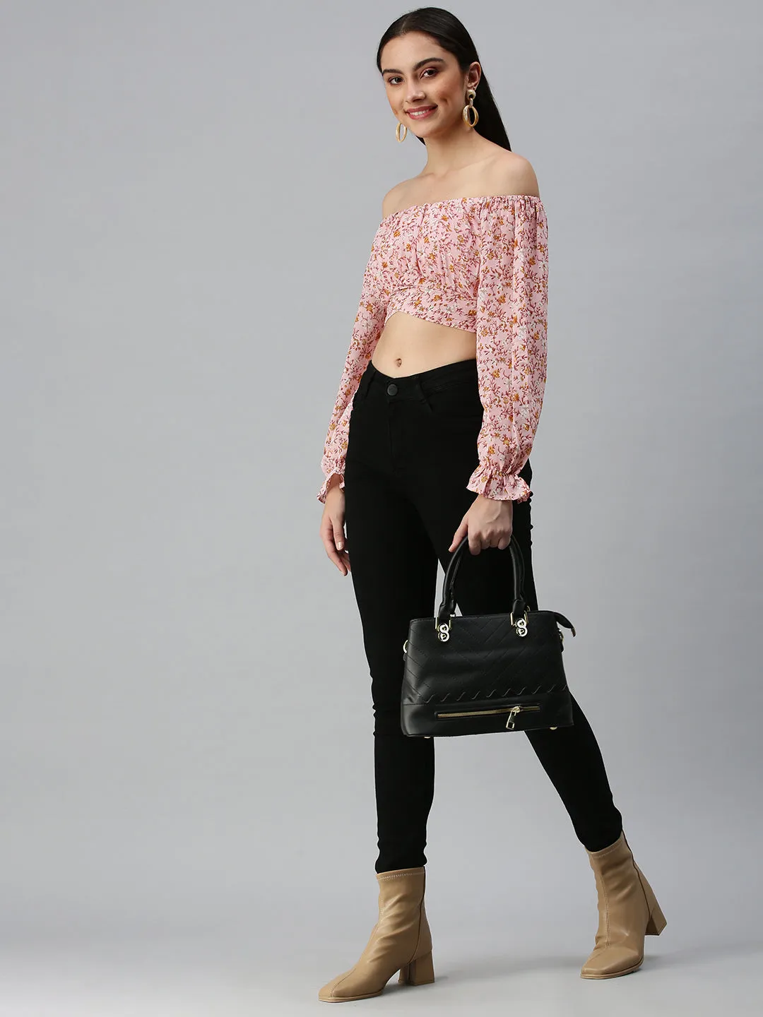 Women's Printed Pink Top