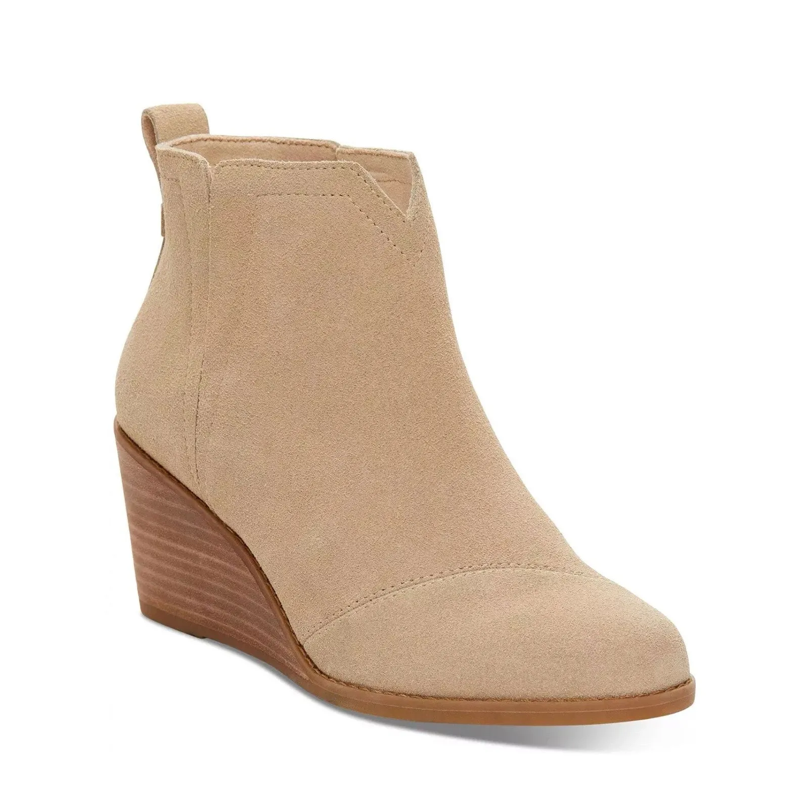 Women's Shoes TOMS SUTTON Ankle Wedge Boots 10020243 OATMEAL SUEDE