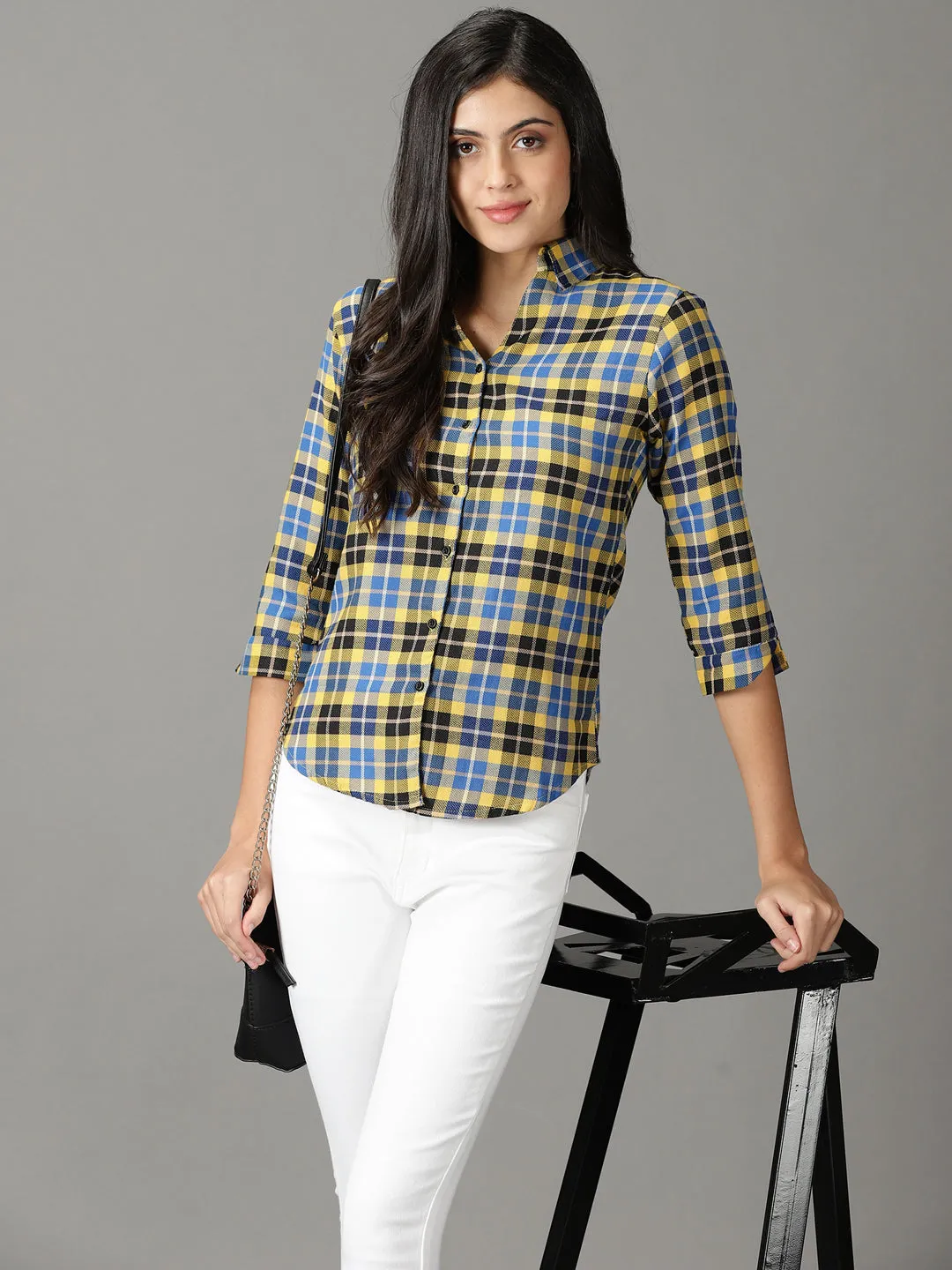 Women's Yellow Checked Shirt