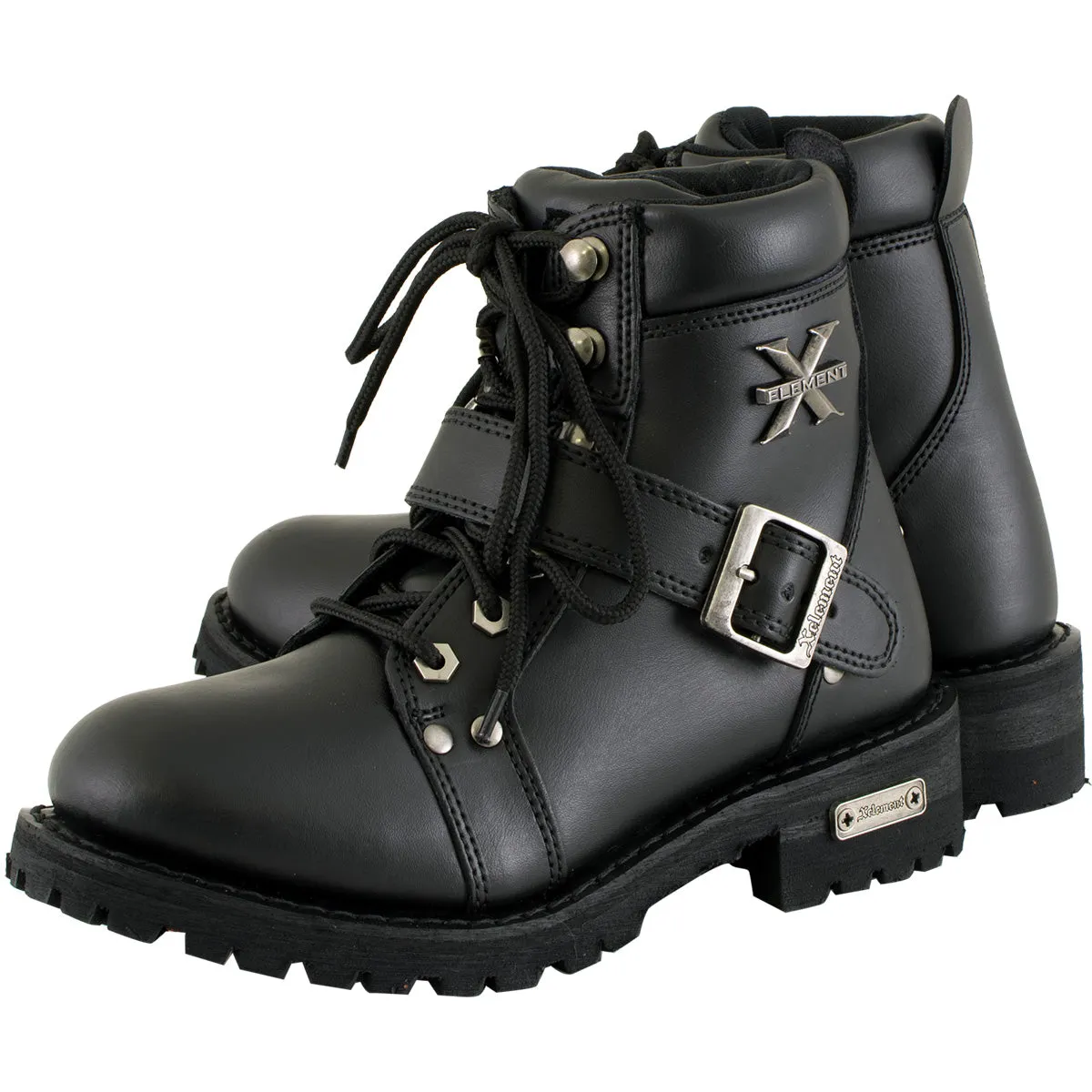 Xelement 2469 Women's Ultimate Black Leather Advanced LaceUp Motorcycle Biker Boots